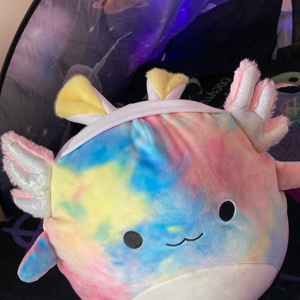 A SquishMallow Axolotl with Bunny Ears
